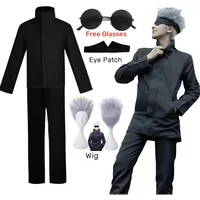 Anime Jujutsu Manga Gojo Satoru Cosplay Costume Eye Patch Wigs Glasses Suit Halloween Costumes for Men