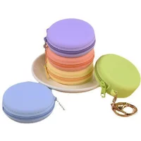 1pc Korean Cute Women Coin Wallet Pendant Keychain Silicone Round Coins Bag Small Girls Key Bag Mini Purse Kid Gift 2025 Keyring
