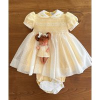 0-12Y Baby Girl Summer Handmade Embroidery Smocked Yellow Vintage Princess Dress for Birthday Photography Holiday Eid A267
