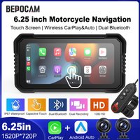 BEPOCAM 5/6.25 cala Carplay Motocyklowy Rejestrator DVR Nawigacja GPS Bezprzewodowy CarPlay Android Auto Airplay Ekran Wyświetlacz Moto Monitor IPX7