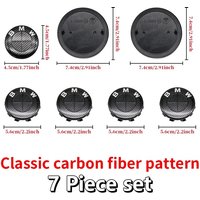 New 7Pcs Fiber All Black Car Wheel Center Caps Hub Cover Badge Auto Hood Front Rear Trunk Emblem For B-BMW E85 E86 E89 G29 F87