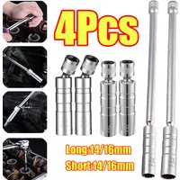 1-4Pcs Magnetic Spark Plug Socket Wrench 14mm 16mm Swivel Thin Wall Spark Plug Socke 12 Point Wall Ignition Plug Removal Tool