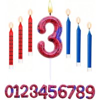 7pcs Spider Themed Birthday Candle Number 0-9 Candle Birthday Cake Candle Party Decoration Cake Topper for Party Decoration