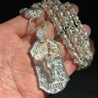 Nepalese Style Tibetan Silver Sacred Cow Amulet, Handmade Ethnic Pendant Necklace for Men & Women