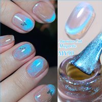 BORN PRETTY 10ml Auroras Blue Cat Magnetic Gel Nail Polish Shining Glimmer Fairy Crystal Magnetic Gel Polish for Summer Nail DIY