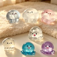 Taba Squishy Jellyfish Octopus Toy Cute Transparent Stress Relieving Sensory Fidget Toys Anxiety Pull Focus Desk Relaxing Gift