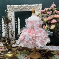 Luxury Handmade Pink Lolita Princess Dresses For Small Medium Dog Poodle Chihuahua Fashion Cute Crystal Bow Skirts Pet Clothes