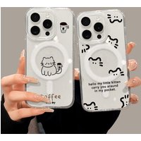 Cute Cat For Magsafe Wireless Charger Case For iPhone 17 15 16 11 12 13 14 Pro Max Air Magnetic Shockproof Clear Phone Cover