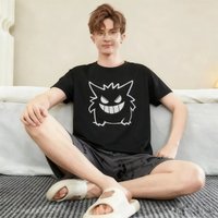 Gengar Pajamas Anime Cartoon Printing Pokemon Short-sleeved Shorts Home Kawaii Casual Joker Out Suit Boys Holiday Gifts