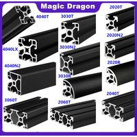 1PCS Black Anodic Oxidation 2020 2020N2 2020R 2040 2060 3030 3030N2 3030R 3060 4040 4040R N2 T-Slot Aluminum Profile EU Standard