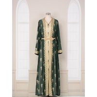Traditional Algerian Caftan Takchita Women Turkish Kaftan Party Evening Dubai Moroccan Arabic Dress 2 Piece Set Islamic Clothing