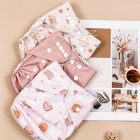 3pcs Washable Baby Training Pants - Waterproof Cloth Diaper with Cartoon Print, Reusable Infant Underwear