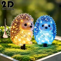 2pcs 2D Flat Cute Acrylic Fluoresglow-in-the-Dark Hedgehog Garden Stake Cute Animal Yard Decoration for Garden Lawn Fence Gifts