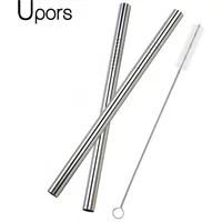 UPORS Extra Wide Straw Reusable 304 Stainless Steel Drinking Straw Metal Straw For Smoothies Tapioca Pearls Milk bubble Tea 2Pcs