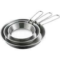 304 Stainless Steel Folding Skillets Portable Nonstick Frying Pans with Removable Handle Practical Kitchen Cookware