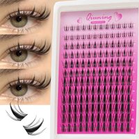 QIUNING Lash Clusters Manga Lash Clusters Kit Clear Fairy Eyelash Clusters Wet-Look Spiky Anime Lashes Individual Lashes BOND