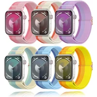 Stretch Nylon Loop Gradient Color Band, Compatible with Apple Watch 38mm 40mm 41mm 42mm 44mm 49mm Adjustable Soft Elastic Band