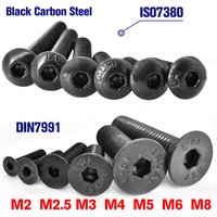 10–200 Stück G10,9 schwarzer Kohlenstoffstahl DIN7991 Innensechskant versenkt ISO7380 runde Innensechskantschraube M2 M2,5 M3 M4 M5 M6M8