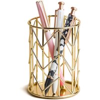 Nordic Pencil Holder Hollow Metal Wire Pencil Cup Office Desk Organizers Pencil Cup Holder Desktop Accessories Rose Gold