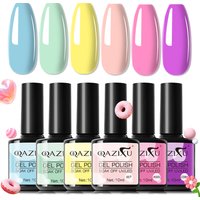 QAZIXU 1/6Pcs Yellow Green Nail Polish Set Blue Nail Gel Polish Semi Permanent Soak Off UV Nail Art Popular Color Spring Summer