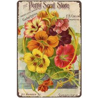 Retro Metal Tin Sign Rustic Wall Art Poster Plaque Vegetable And Flower Seeds Plant Bloom Floral Park Country Home Decor for