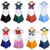 Anime Sailor Costume Wig Moon Tsukino Usagi Meiou Setsuna Chibiusa Dress Halloween Suit Wig Party Clothing Adults Kids Cosplay
