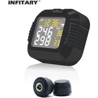 Infitary Motorcycle TPMS Tire Pressure Monitoring System Big Wireless LCD Colorful Display Shift For Status Precise Digital Moto