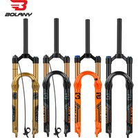 Bolany MTB Bicycle Air Supension Fork 26/27.5/29 Inch Straight Tube Magnesium Alloy Mountain Bike Fork 120mm Travel Disc Brake
