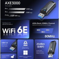 EDUP AX1678 Mini WiFi 6E USB Adapter AXE3000 Tri Band 2.4G 5G 6G Up to 3Gbps with Integrated Antenna Plug For Windows10/11 Linux