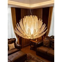 French Elegant Led Glass Chandelier For Home Decoration Living Room Dining Room Bedroom Bar Desk Lamp Tri Color Light Fixture