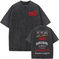 2026 summer King of Pop Michael Jackson Bad Era Vintage Washed T-shirts Men Women Gothic Hip Hop Street unisex T Shirts