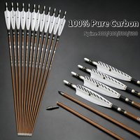 12/24/36 Stück 100% reine Carbonpfeile, 31 Zoll, Innendurchmesser 6,2 mm, Spine 300-600, mit austauschbarem Pfeilspitze für Bogenschießen im Freien