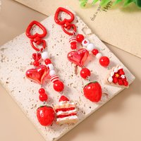 Aihua Cute Cartoon Strawberry Cake Keychain DIY Jewelry Sweet Strawberry Keyring Car Keys Holder Handbag Pendant Decor