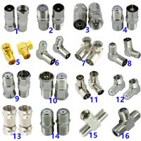2PCS F Type to TV IEC 90 Degree TV Aerial Antenna Plug Connector Right Angle Adapter Plug To Socket Coax Cable F-TV Combination
