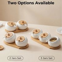 Ceramic Spice Jar Set, Airtight Salt Sugar Seasoning Bottles For Home Kitchen Countertop Condiment Storage Organizer