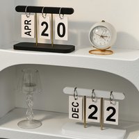 Nordic Style Page-Turning Desk Calendar – English Daily View, Durable Plastic for Home & Office Decor