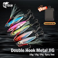 LEYDUN 10g 15g 20g Metal Jig Fishing Lures 5pcs Trolling Hard Bait Bass Seabaits Tackle Trout Jigging Lure Jigs Saltwater