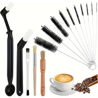 Coffee Brush Set Espresso Brush Kit Include Wooden Coffee Grinder Machine Cleaning Brush and Nylon Espresso Brush