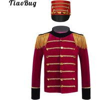 Boys Girls Drum Trumpet Team Suit Nutcrackers Circus Costume Set Drummer Marching Band Tassel Jacket Tops with Hat Outfits