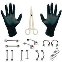 1 Set Disposable Professional Body Piercing Tool Kit Piercing Needle Clamp Tools Ear Tragus Nose Eyebrow Navel Piercings 316