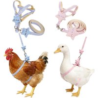 Pink&Blue Adjustable Chicken Harness Leash Set, Easy Wear Star Vest, Duck Harness for Duck Goose(2Pcs)