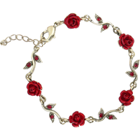 Adjustable Rose Flower Charm Wrist Chain Red Valentine s Day Gift Stacking Bracelet Love Symbol Bangle For Women Fashion Jewelry