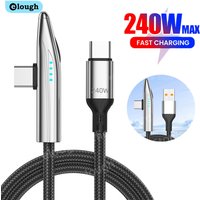 Elough 90 Degree PD 240W USB C To USB C Cable For iPhone 16 Samsung Laptop MacBook 100W Fast Charging USB To Type C Game Cable