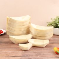 50Pcs Disposable Wooden Boat Plate Sushi Wood Boat Sushi Salad Dessert Bowl Pine Wood Bowl Plate Tray