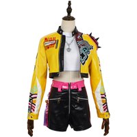 K-POP Hunter Girl Group Cosplay Lu Mei Embroidery Flower Zoe Cosplay Mi La Halloween New Performance Outfit Set