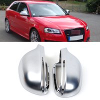 1Pair Matte Chrome Rearview Side Mirror Cover House Cap Shell Lid For Audi A3 S3 8P 2008-2009/A4 S4 B8/A5 S5 B8/A6 S6 C6