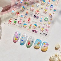 Summer Beach Series Nail Art Stickers - 5D Relief Nail Art Stickers - Self-adhesive Transfer Slider Nails Decorations Decals DIY