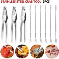 Seafood Tools Set Leg Sheller with 6Pcs Stainless Steel Forks and 3Pcs Zinc Alloy Lobster Crab Shellfish Lobster Leg Opener Set
