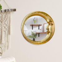 Bathroom Wall Mirror Vintage 90s Wall-Mounted Bathroom Witch Moon Mirror Multifunctional Halloween Home Decoration for Rental
