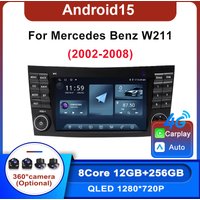 For Mercedes Benz W211 2002-2008 Android 15 Car Radio GPS Navigation Carplay Android 15 Auto Multimedia Video Player WiFi Stereo
